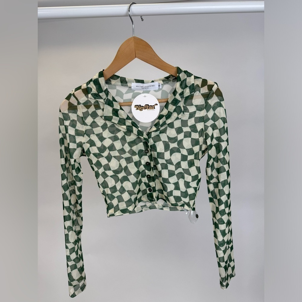Nector long sleeve see through crop top// Size: Small// New with tags